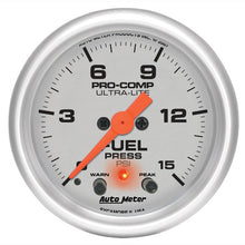 Cargar imagen en el visor de la galería, Autometer Ultra-Lite 2-1/16in 15PSI Stepper Motor Fuel Pressure Gauge