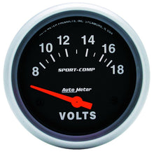 Cargar imagen en el visor de la galería, Autometer Sport-Comp 2 5/8in 8-18 Volt Short Sweep Electric Voltmeter Gauge