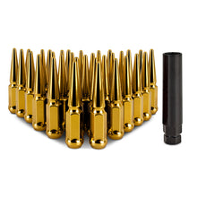 Cargar imagen en el visor de la galería, Mishimoto Mishimoto Steel Spiked Lug Nuts M14 x 1.5 32pc Set Gold