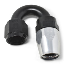 Cargar imagen en el visor de la galería, Russell Performance -8 AN Black/Silver 180 Degree Tight Radius Full Flow Swivel Hose End