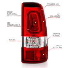 Cargar imagen en el visor de la galería, ANZO 1999-2002 Chevy Silverado 1500 LED Taillights Plank Style Chrome With Red/Clear Lens