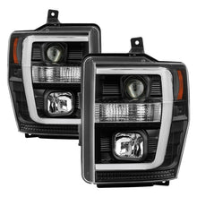 Cargar imagen en el visor de la galería, Spyder 08-10 Ford F-250 Projector Headlights V2 - Light Bar DRL LED - Black PRO-YD-FS08V2-LB-BK