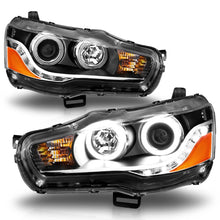 Cargar imagen en el visor de la galería, ANZO 2008-2015 Mitsubishi Lancer Projector Headlights w/ Halo Black (CCFL)