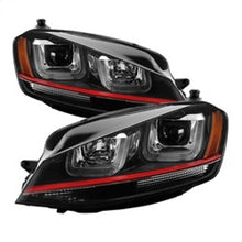 Cargar imagen en el visor de la galería, Spyder Volkswagen Golf VII 14-16 Projector Headlights DRL LED Red Stripe Blk PRO-YD-VG15-RED-DRL-BK