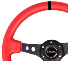 Cargar imagen en el visor de la galería, NRG Reinforced Steering Wheel (350mm / 3in. Deep) Red Suede w/Blk Circle Cutout Spokes