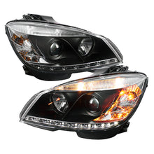 Cargar imagen en el visor de la galería, Spyder Mercedes Benz C-Class 08-11 Projector Headlights Halogen - DRL Blk PRO-YD-MBW20408-DRL-BK