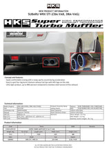 Cargar imagen en el visor de la galería, HKS SUPER TURBO MUFFLER  Ti Subaru VAB WRX STI/VAG WRX S4