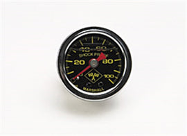 Russell Performance 100 psi fuel pressure gauge black face chrome case (Liquid-filled)