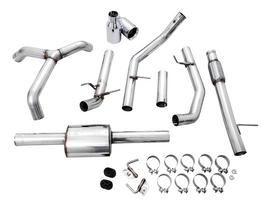 AWE Tuning 4th Gen GM 1500 5.3L 0FG Cat-Back Split Rear Exit (Flat Bumper) - Quad Chrome Tips