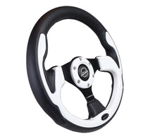 Load image into Gallery viewer, NRG Reinforced Steering Wheel (320mm) Blk w/White Trim &amp; 4mm 3-Spoke