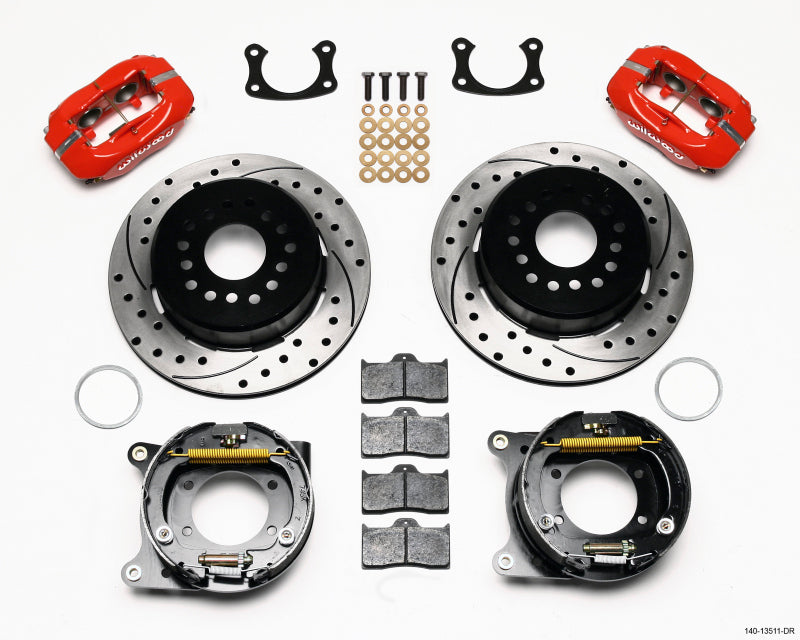 Wilwood Forged Dynalite P/S Park Brake Kit Drilled Red BOP Axle 2.75in Bearing 2.75 Offset