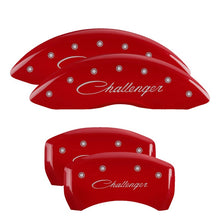 Cargar imagen en el visor de la galería, MGP 4 Caliper Covers Engraved Front &amp; Rear Cursive/Challenger Red finish silver ch