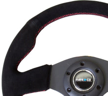 Cargar imagen en el visor de la galería, NRG Reinforced Steering Wheel (320mm) Suede w/Red Stitch