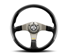 Cargar imagen en el visor de la galería, Momo Tuner Steering Wheel 350 mm - Black Leather/Red Stitch/Black Spokes