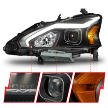 Cargar imagen en el visor de la galería, ANZO 13-15 Nissan Altima (w/o Factory HID Bulbs) Projector Headlights - w/ Light Bar Black Housing