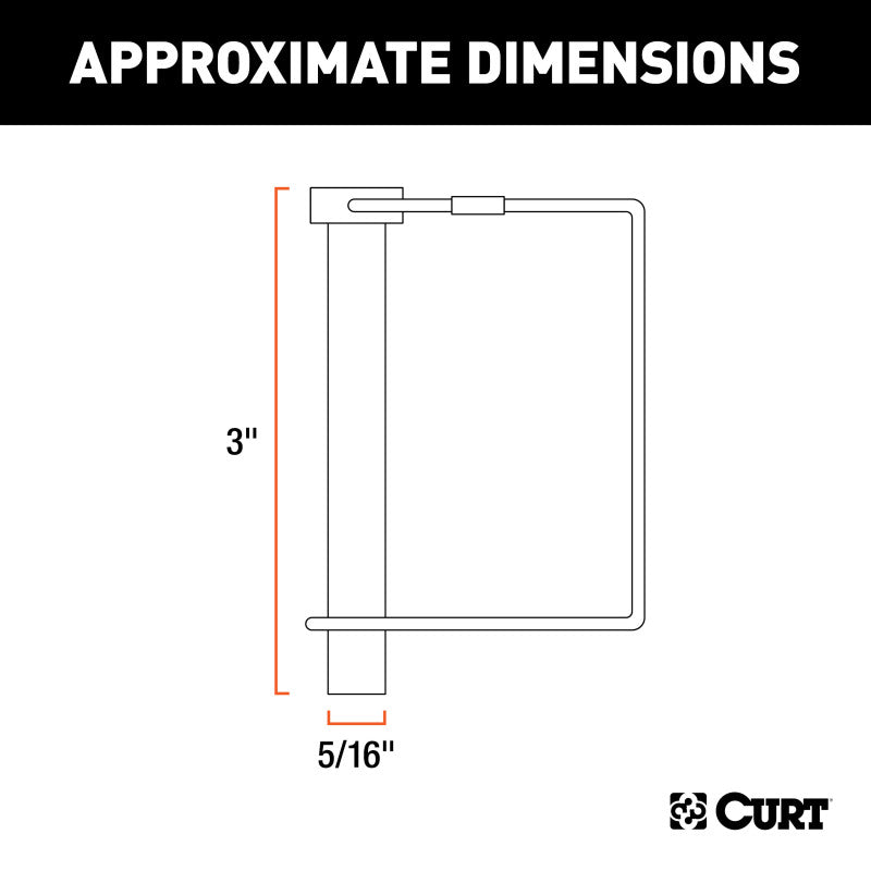 Curt 5/16in Safety Pin (3in Pin Length Packaged)