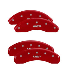 Cargar imagen en el visor de la galería, MGP 4 Caliper Covers Engraved Front &amp; Rear No bolts/Sport Red finish silver ch