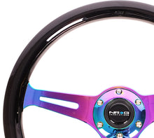 Cargar imagen en el visor de la galería, NRG Classic Wood Grain Steering Wheel (350mm) Black Paint Grip w/Neochrome 3-Spoke Center