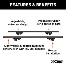 Cargar imagen en el visor de la galería, Curt 53-3/8in Aluminum Universal Roof Rack Crossbars