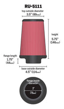 Cargar imagen en el visor de la galería, K&amp;N Filter Universal Rubber Filter 3  Flange 4 1/2 Base inch 3 1/2 inch Top 5 3/4 inch Height