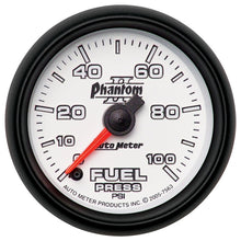 Load image into Gallery viewer, Autometer Phantom II 52.4mm Full Sweep Electronic 0-100psi Fuel Pressure Guage