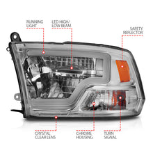 Load image into Gallery viewer, ANZO 2009-2020 Dodge Ram 1500 Full LED Square Projector Headlights w/ Chrome Housing Chrome Amber