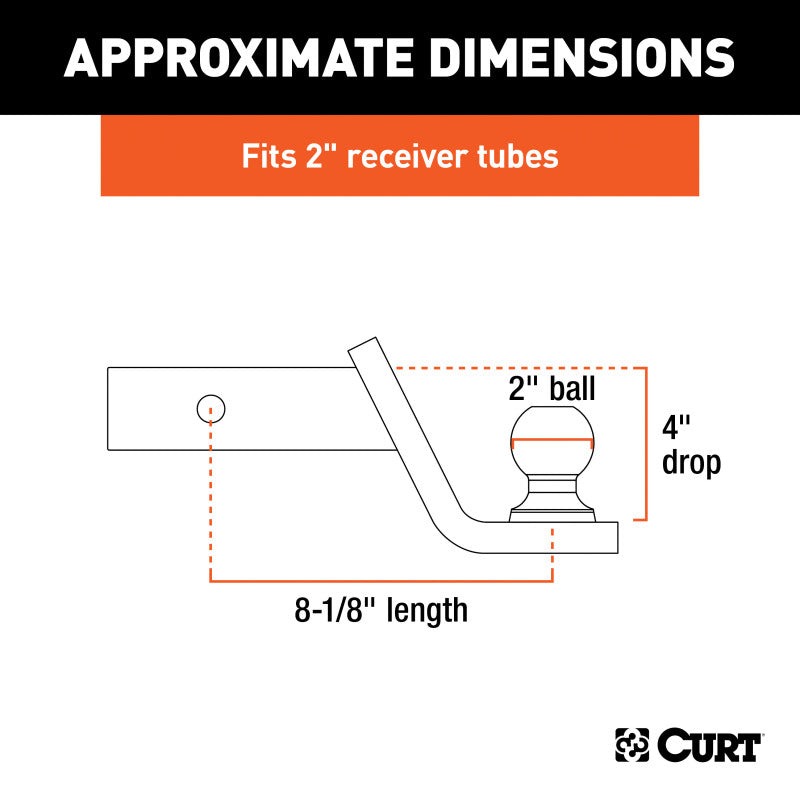 Curt Fusion Ball Mount w/2in Ball (2in Shank 7500lbs 4in Drop)