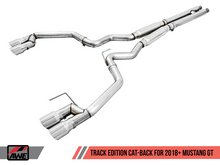 Cargar imagen en el visor de la galería, AWE Tuning 2018+ Ford Mustang GT (S550) Cat-back Exhaust - Track Edition (Quad Chrome Silver Tips)