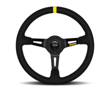 Cargar imagen en el visor de la galería, Momo MOD08 Steering Wheel 350 mm -  Black Suede/Black Spokes/1 Stripe