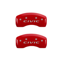 Cargar imagen en el visor de la galería, MGP 4 Caliper Covers Engraved Front 2016/CIVIC Engraved Rear 2016/CIVIC Red finish silver ch