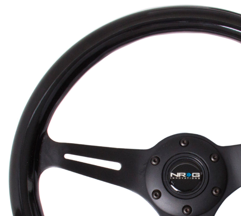 NRG Classic Wood Grain Steering Wheel (350mm) Black Paint Grip w/Black 3-Spoke Center