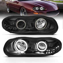 Cargar imagen en el visor de la galería, ANZO 1998-2002 Chevrolet Camaro Projector Headlights w/ Halo Black