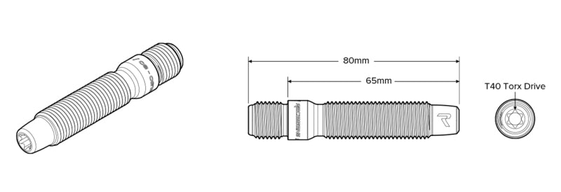 Raceseng Titanium Wheel Stud Conversion Kit - M14x1.5mm (80mm Length/Accommodates Up to 15mm Spacer)