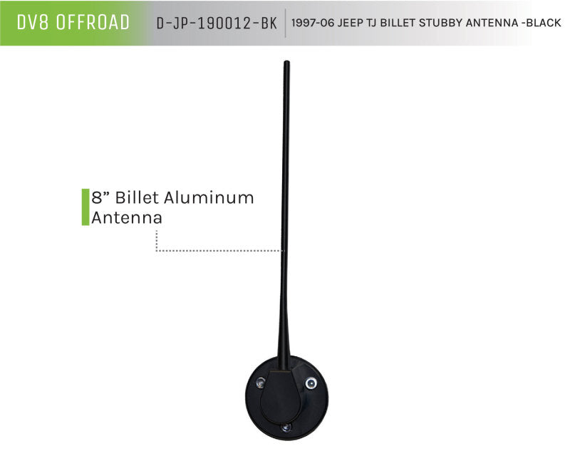 DV8 Offroad 1997-06 Jeep TJ Billet Antenna-Black