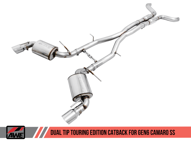 AWE Tuning 16-18 Chevy Camaro SS Resonated Cat-Back Exhaust - Touring Edition (Chrome Silver Tips)