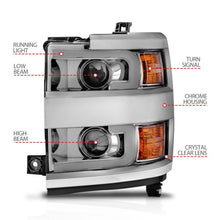 Cargar imagen en el visor de la galería, ANZO Projector Headlights 15-17 Chevrolet Silverado 2500HD / 3500HD Chrome w/ Chrome Rim