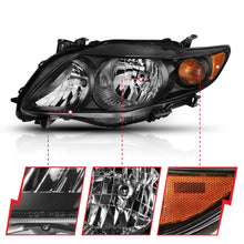 Cargar imagen en el visor de la galería, ANZO 2009-2010 Toyota Corolla Crystal Headlight Black Amber