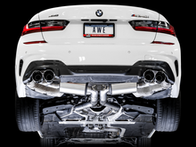 Cargar imagen en el visor de la galería, AWE Tuning 2019+ BMW M340i (G20) Resonated Touring Edition Exhaust - Quad Chrome Silver Tips