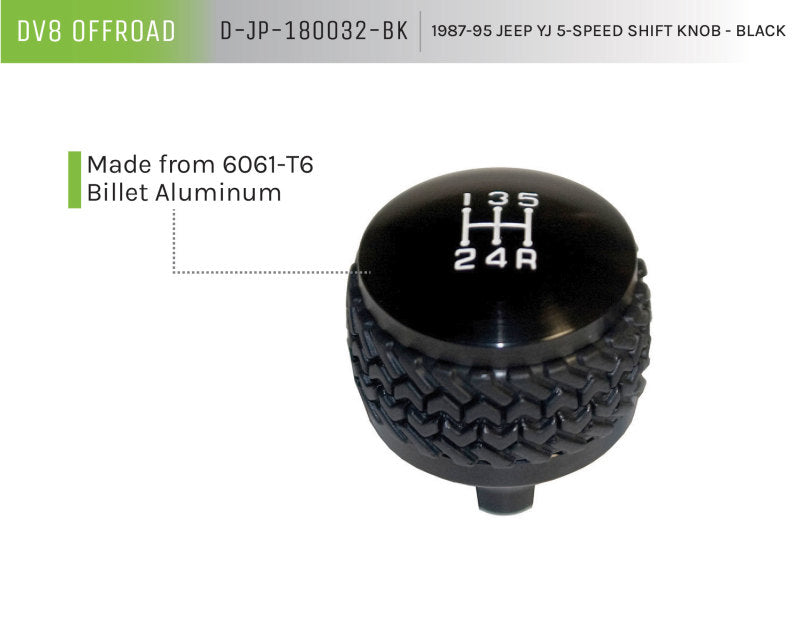 DV8 Offroad 1987-1995 Jeep YJ 5-Speed Shift Knob Black