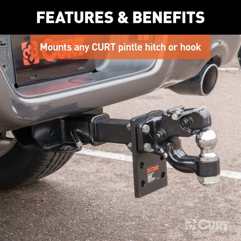 Curt Adjustable Pintle Mount (2in Shank 10000lbs 7in High 6in Long)