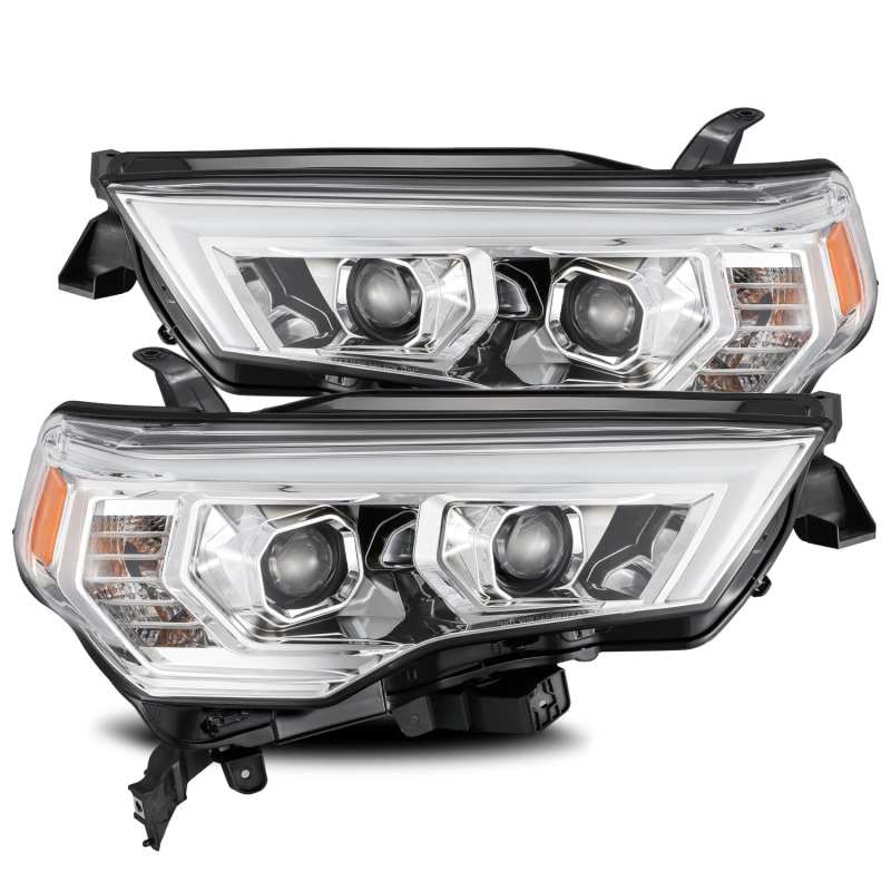 AlphaRex 14-20 Toyota 4Runner LUXX LED Proj Headlights Plank Style Chrome w/Activ Light/Seq Signal