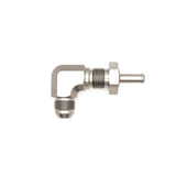 DeatschWerks 8AN Male Flare To 5/16in. Male Barb Bulkhead Adapter 90-Degree (Incl. Nut)