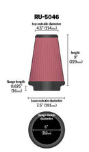 Cargar imagen en el visor de la galería, K&amp;N Universal Clamp-On Air Filter 6in FLG / 7-1/2in B / 4-1/2in T / 9in H