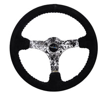 Cargar imagen en el visor de la galería, NRG Reinforced Steering Wheel (350mm / 3in. Deep) Blk Suede w/Hydrodipped Digi-Camo Spokes