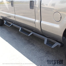 Cargar imagen en el visor de la galería, Westin 99-16 Ford F-250/350/450/550 CC (6.75ft Bed) HDX Drop Whl to Whl Nerf Step Bars - Text Blk