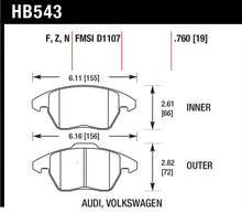 Cargar imagen en el visor de la galería, Hawk Audi A3/TT / VW EOS / Golf / Jetta / Passat / Rabbit DTC-60 Front Race Brake Pads