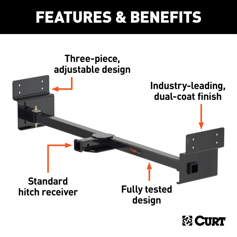 Curt Adjustable RV Trailer Hitch 2in Receiver (Up to 72in Frames) BOXED