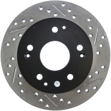 Cargar imagen en el visor de la galería, StopTech 02-06 Acura RSX Incl. Type S / 97-01 Integra Type R Slotted &amp; Drilled Left Rear Rotor