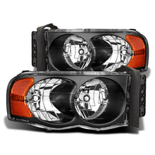 Cargar imagen en el visor de la galería, Raxiom 02-05 Dodge RAM 1500 Crystal Headlights- Black Housing (Clear Lens)