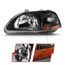 Cargar imagen en el visor de la galería, ANZO 1996-1998 Honda Civic Crystal Headlights Black